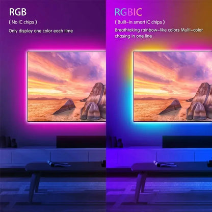 Smart Ambient LED Backlight Kit for 24-65 Inch TVs with 4K HDMI Sync Box and WS2812B 5050 RGBIC Strip Lights for PC, PS4, and Xbox